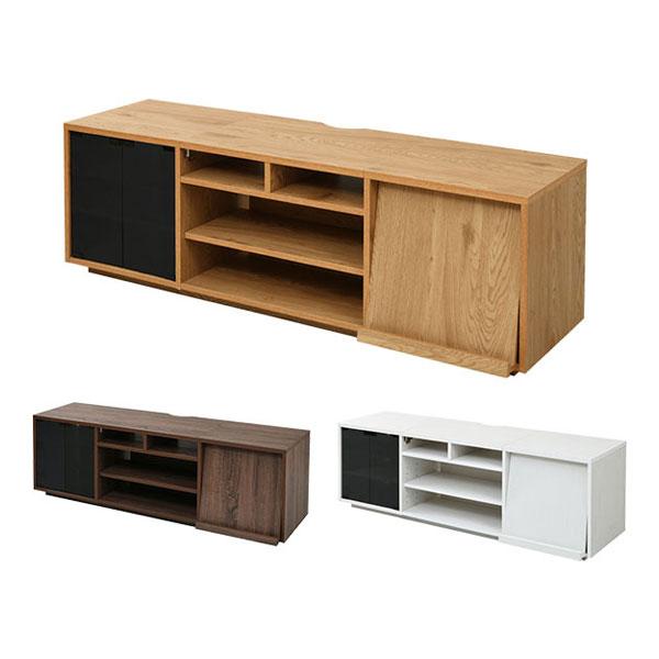 テレビラック テレビ台 リビングボード ハイタイプ ガラス扉×フラップ扉 配線収納 幅1500×奥行...