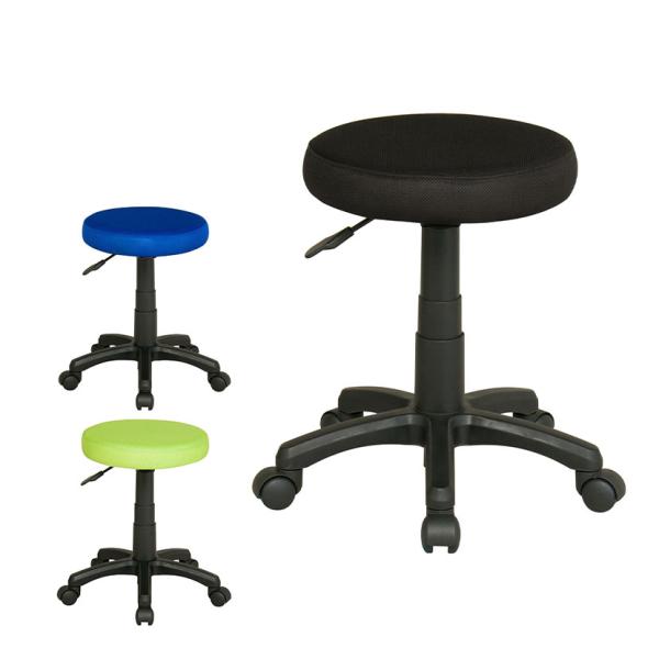 ワークスツール ファブリック張地座面 エンプラ樹脂脚 ガスシリンダー昇降 直径375×座面高420〜...