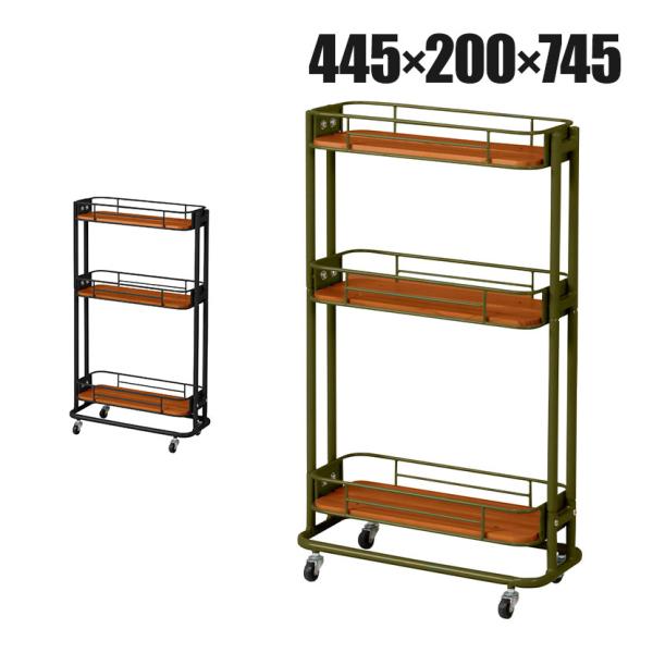 MASH BY Cage ビーワイケージ スリムワゴン 万能ワゴン 隙間収納 底板:パイン材(オイル...