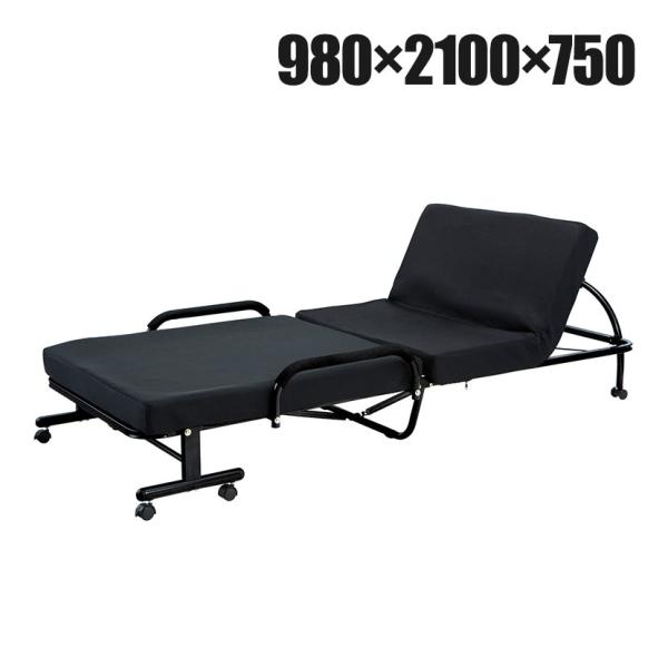 低反発マット付き 折りたたみベッド 省スペース 簡単折りたたみ 優しい寝心地 幅980×長さ2100...