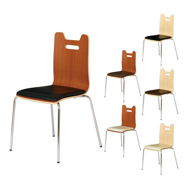 4脚セット ミーティングチェア 本体:成形合板 座面:パッド付 合成皮革 メッキ脚仕様 幅505×奥...