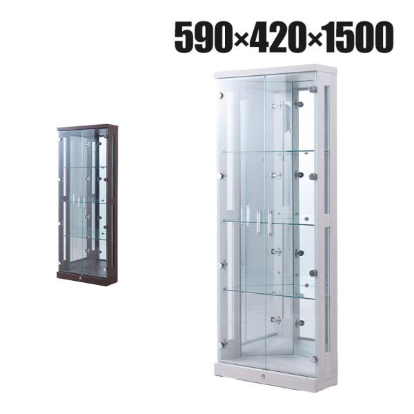 コーナータイプ コレクションケース ガラス LED 照明付き 背面ミラー 収納 棚 フィギュアケース...