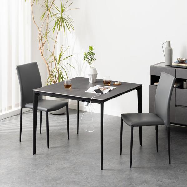 設置無料 2人用 ダイニングテーブルセット 3点(幅900mm食卓テーブル×1 食卓椅子×2) オー...