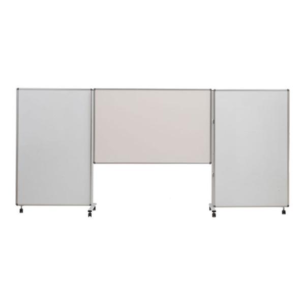 3連ミーティングボード 脚付き 両面 映写ボード1枚 ホワイトボード2枚 無地 投影対応 折りたたみ...