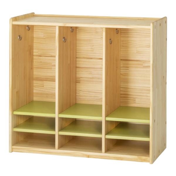 パイン3連ロッカー 緑棚 幅980×奥行450×高さ900mm コマイ(Comai)