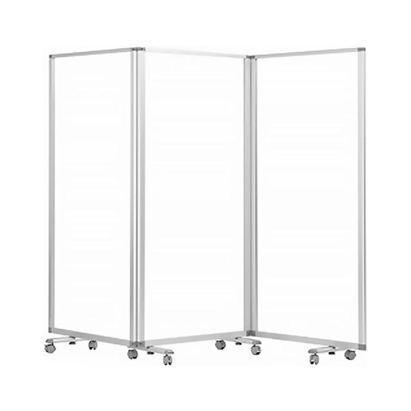 3連透明アクリルパーテーション 自立式 衝立 間仕切り キャスター付き 幅2700×奥行350×高さ...