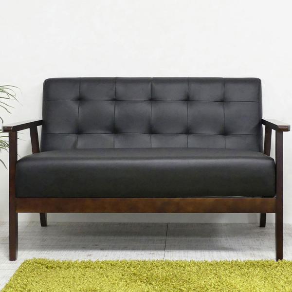 2人掛け ソファ 肘掛 オスロ 木製 硬め 椅子 ファブリック レザー 合成皮革 応接ソファ 応接室...