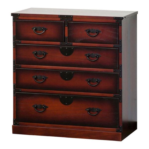 民芸調 和タンス 引出箪笥 収納棚 幅670×奥行345×高さ700mm