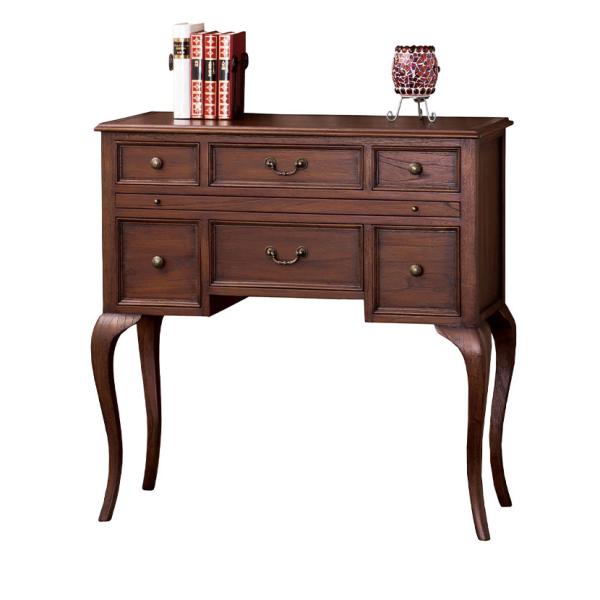 ウェール コンソールチェスト 引き出しスライド棚 天然木 幅915×奥行405×高さ905mm