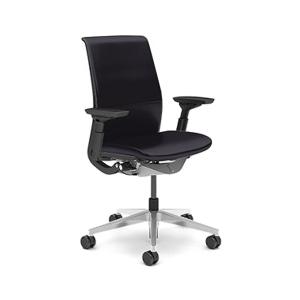 スチールケース シンク Steelcase Think オフィスチェア レザー ポリッシュドアルミ ブラックフレーム 465A000BAM アジャスタブルアーム 可動ランバーサポート｜officecom