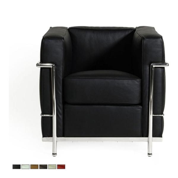 LC2 ソファ 1人掛け ル・コルビジェ リプロダクト 座面:リアルレザー フレーム/脚部:ステンレ...