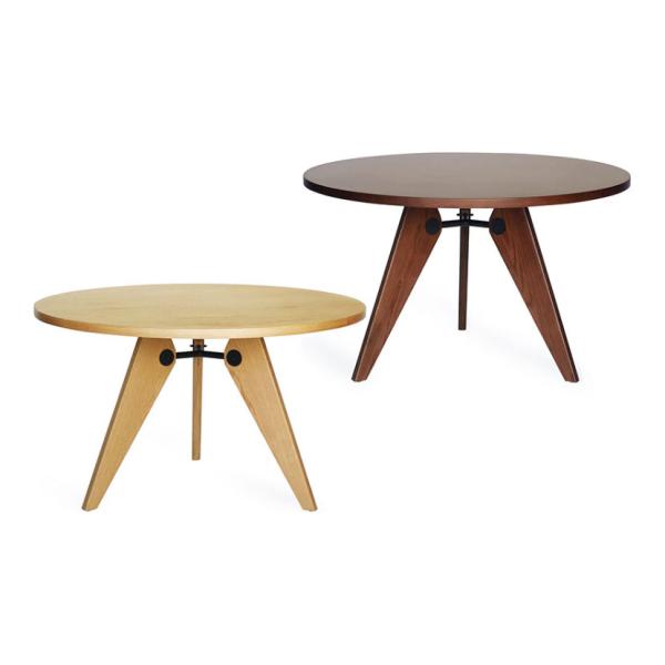 ゲリドンテーブル ジャン・プルーヴェ リプロダクト 天板:MDF突板仕上げ 脚部:無垢材 スチールブ...