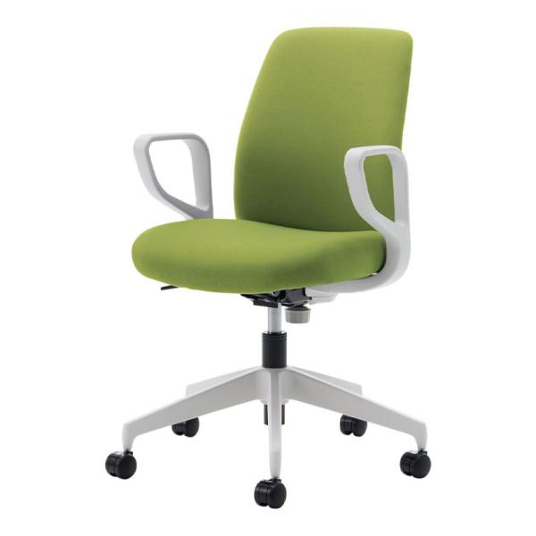 オプティ オフィスチェア ロー 本体ホワイトグレー 脚ホワイトグレー 背座ライトオリーブ サークル肘...