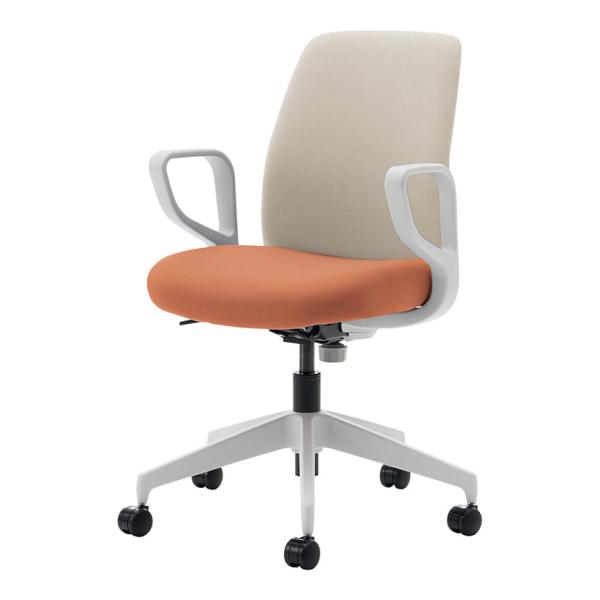 オプティ オフィスチェア ロー 本体ホワイトグレー 脚ホワイトグレー 背ホワイトブラウン 座ペールテ...