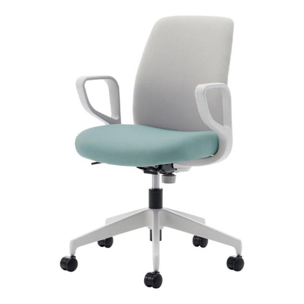 オプティ オフィスチェア ロー 本体ホワイトグレー 脚ホワイトグレー 背ライトグレー 座ホワイトター...