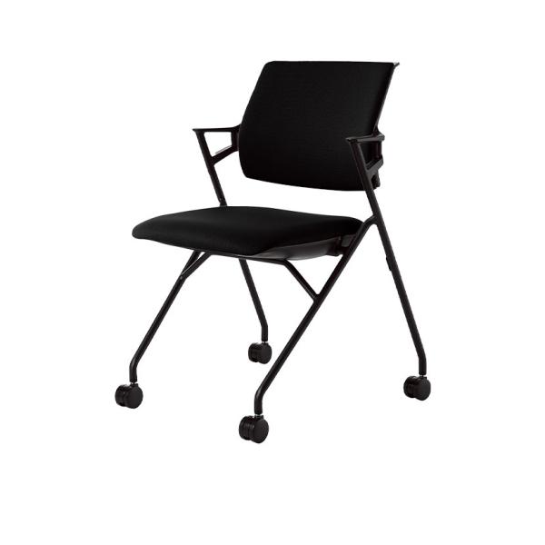 会議イス Piega ピエガ 背クッションタイプ ブラックシェル ブラック塗装脚 張地ブラック ナイ...