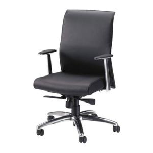 日本製 プレジデントチェア ミドルバック オフィスチェア 会議用 革張り ランバーサポート シンクロ...