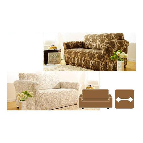 スペイン製ストレッチフィットソファカバー FLORES〔フロレス〕 アーム付き 2人掛け用