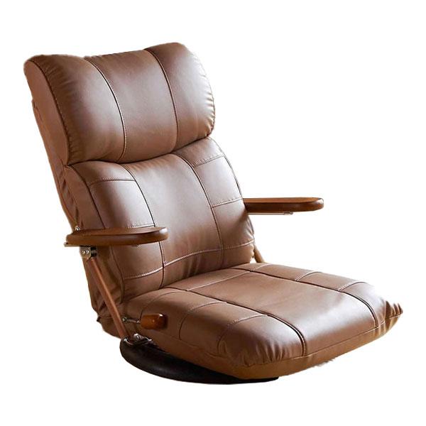 木肘スーパーソフトレザー座椅子-蓮- 幅670×奥行700〜1230×高さ210〜695mm (座面...