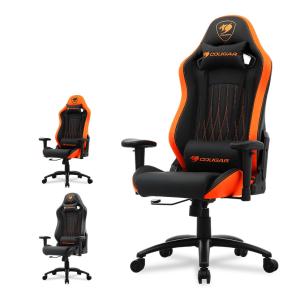 COUGAR ゲーミングチェア EXPLORE PVCレザー アームレスト ヘッドレスト付き ランバーサポート付き リクライニング機能 ロッキング機能