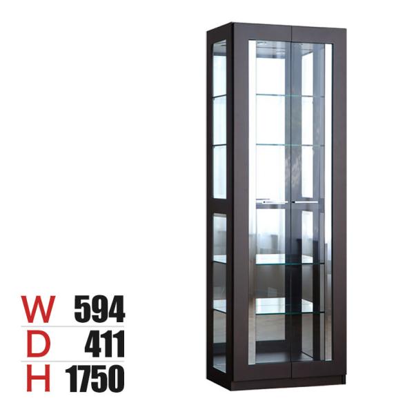 モリタインテリア ハイタイプ コレクションケース ガラス LED 照明付き 背面ミラー 収納 棚 フ...