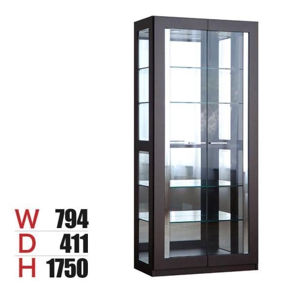 モリタインテリア ハイタイプ コレクションケース ガラス LED 照明付き 背面ミラー 収納 棚 フ...