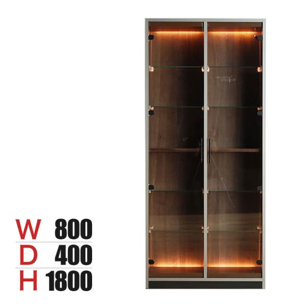 モリタインテリア ハイタイプ コレクションケース ガラス LED 照明付き 収納 棚 フィギュアケー...