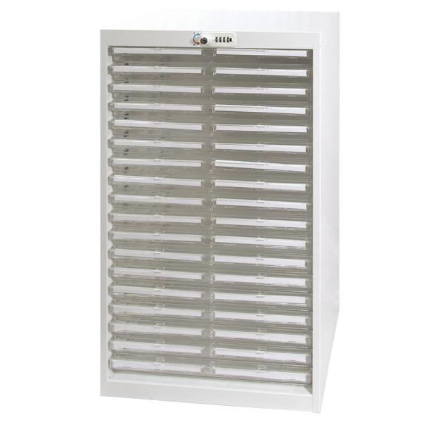 法人様限定 国産 完成品 スチール製 書類整理ケース A3用ハイタイプ 浅型18段 ダイヤル錠 オー...