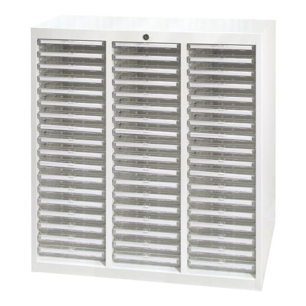 法人様限定 国産 完成品 スチール製 書類整理ケース A4ハイタイプ 浅型18段 3列 シリンダー錠...