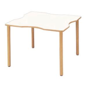 福祉施設用テーブル ハイアジャスター高さ調整脚 波型 幅1200×奥行1200×高さ700〜750m...