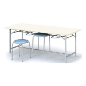 食堂ダイニングテーブル/イス掛け/シルバー塗装脚/6人用/幅1800×奥行750mm/YZ-1875...