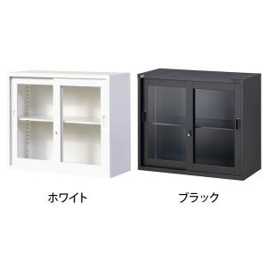 国産 完成品 ガラス引戸書庫 2段 鍵付き 上...の詳細画像1