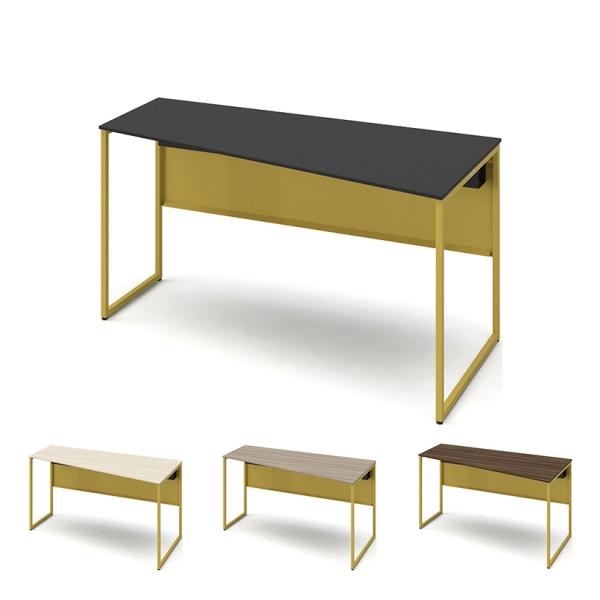 オカムラ ソリスト Soliste スタンダードタイプ 台形天板 右タイプ フレーム脚イエロー メラ...