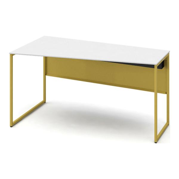 オカムラ ソリスト Soliste スタンダードタイプ 台形左タイプ フレーム脚イエロー メラミン天...