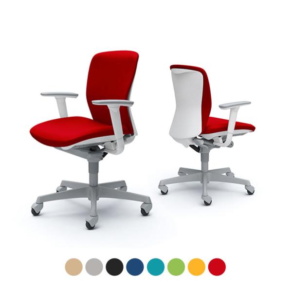 オカムラ オフィスチェア スラート アジャストアーム ローバック ホワイトシェル ハンガーなし 樹脂...