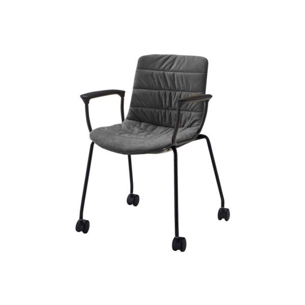 オリバー 会議用椅子 ミーティングチェア ブラック脚 キャスター付き 肘付き 幅560×奥行555×...