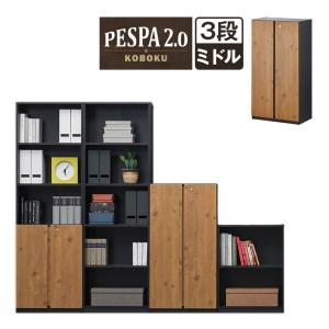 ナカバヤシ 鍵付き扉 書類キャビネット 両開き スチール書庫 2段 収納