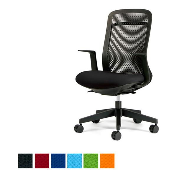 オフィスチェアー Try トライ スモークブラックシェル ハイバック L字肘 3Dフォルムグラデーシ...