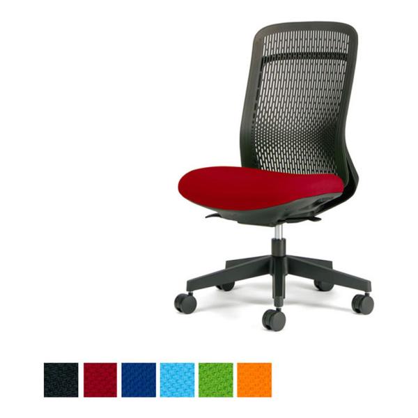 プラス オフィスチェアー Try トライ スモークブラックシェル ハイバック 肘無 3Dフォルムグラ...