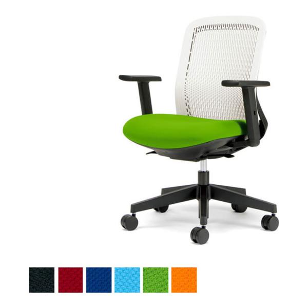 オフィスチェアー Try トライ ホワイトシェル ローバック アジャスト肘 3Dフォルムグラデーショ...