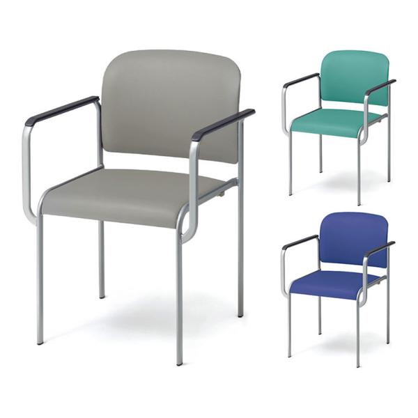 PLUS MC-120 シリーズ 4本脚タイプ 肘付 ウレタンレザータイプ 幅518×奥行536×高...