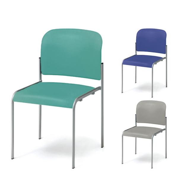 PLUS MC-120 シリーズ 4本脚タイプ 肘なし ウレタンレザータイプ 幅458×奥行536×...