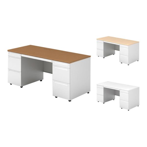 PLUS ユーエスツー 両袖机(A-3段袖×A-3段袖) D700多量収納タイプ 幅1600×奥行7...