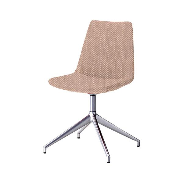 QUON(クオン) ネスタDK 布地 回転式 ミーティングチェア ラウンジチェア クロームメッキ 幅...