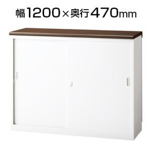 スチール製 ハイカウンターPX 受付 Sタイプ(ホワイト×木目天板)収納 鍵付/幅1200×奥行47...