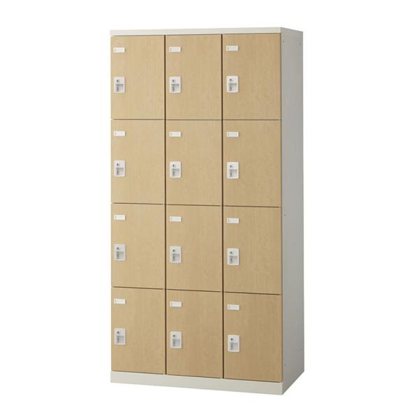 国産 完成品12人用 スチールロッカー 収納 職場 オフィス(木目扉) シリンダー錠 幅900×奥行...