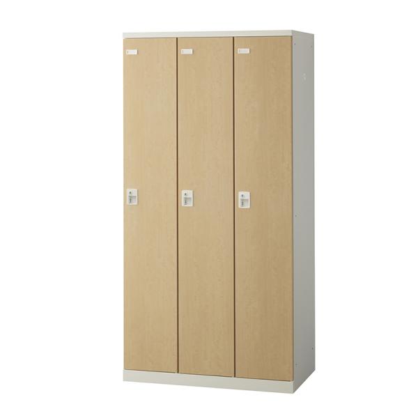 国産 完成品3人用 スチールロッカー 収納 職場 オフィス(木目扉) ダイヤル錠 幅900×奥行51...