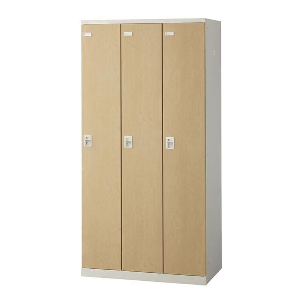 国産 完成品3人用 スチールロッカー 収納 職場 オフィス(木目扉) シリンダー錠 幅900×奥行5...