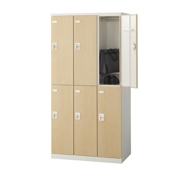 国産 完成品 6人用 スチールロッカー 収納 職場 オフィス(木目扉)幅900×奥行515×高さ18...