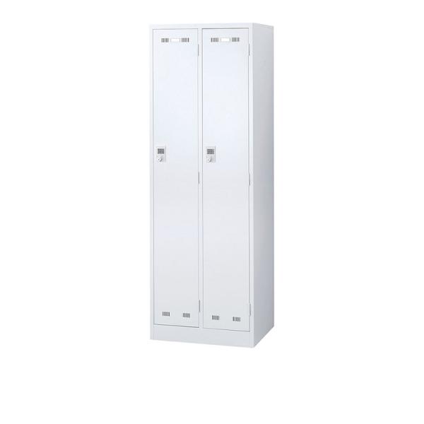 2人用 スチールロッカー 収納 職場 オフィス ホワイト ボタン錠 幅608×奥行515×高さ179...